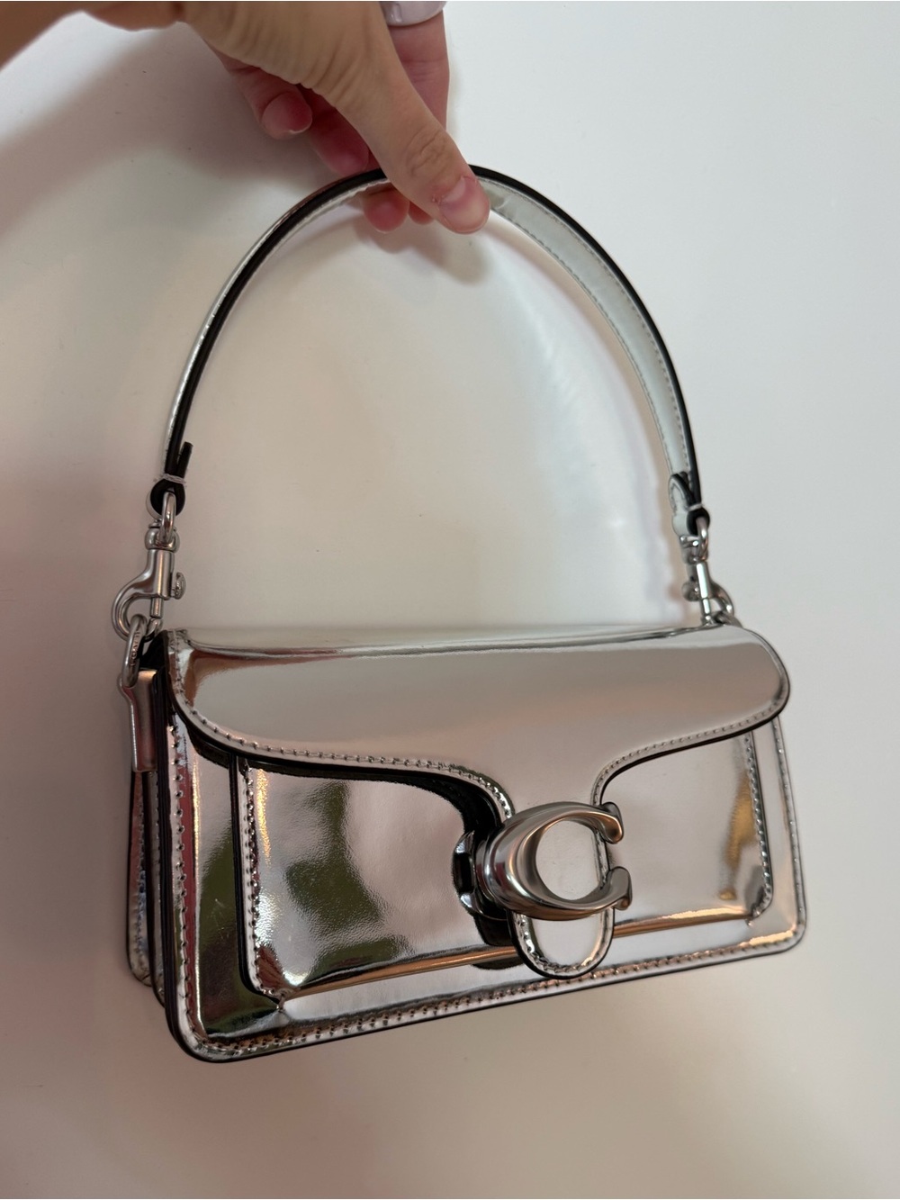 Rare coach silver metallic tabby 2.0